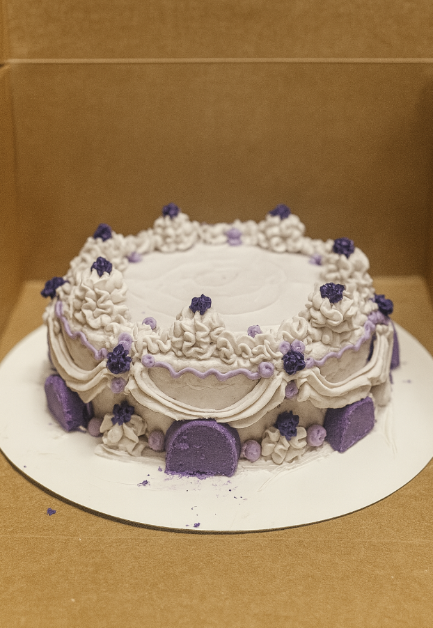 Small ube cake with ube cookies